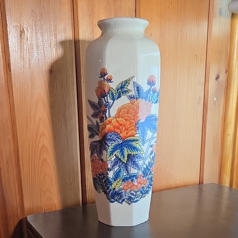 Vintage National Silver Company Nagoya Japan Octagonal Vase